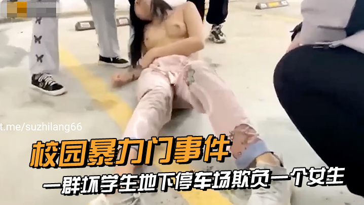 校园暴力门事件 一群坏学生地下停车场欺负一个女生,衣服都给扒光了,还有几个男生说要摸一下她的奶子︱T